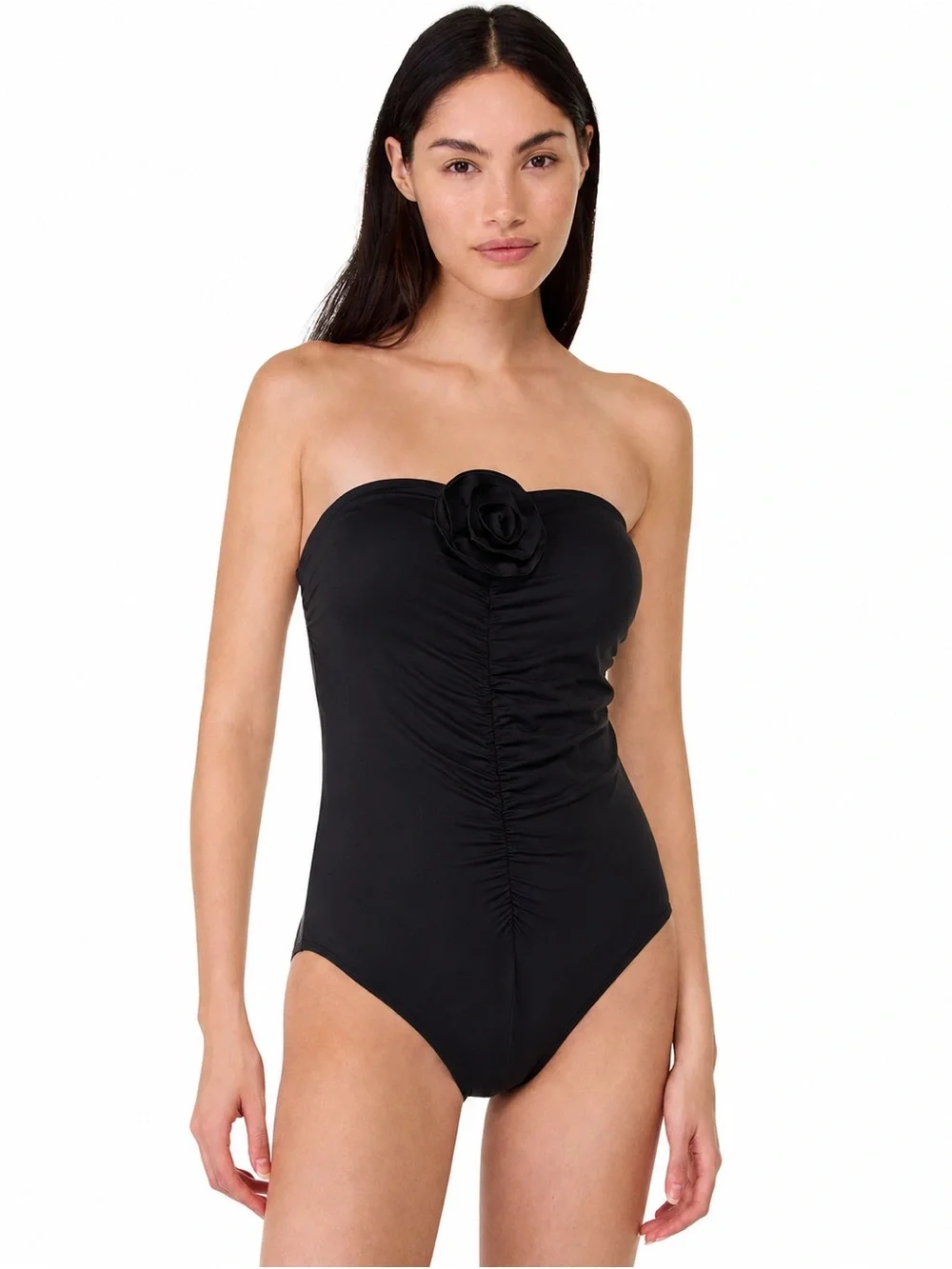 NWT Kate Spade Bandeau One Piece Swimsuit Rosette Solids Sz L